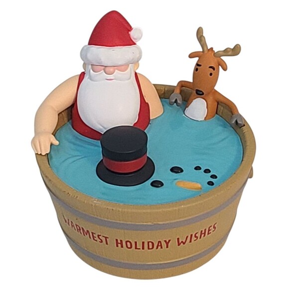 Hallmark Keepsake Ornament 2022 Warmest Holiday Wishes Santa in Hot Tub Musical - Picture 1 of 11